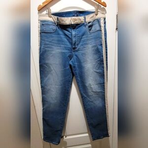 White House Black Market, The Slim Ankle High-Rise jeans with Tuxedo stripe NWOT